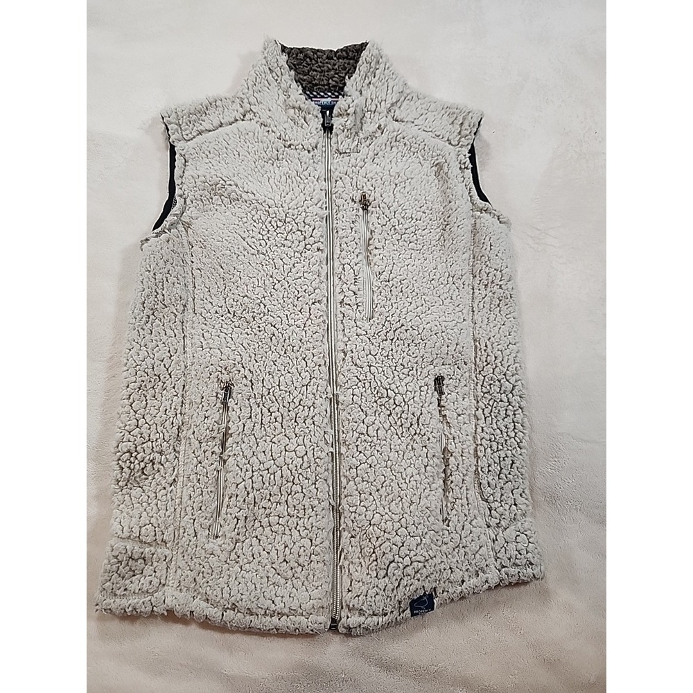 Properly Tied Women's Small The Kensington Collection Sherpa Beige Vest Zip Up